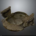 Ancient Ceramic Vessel With Carved Handles Traditional Patterns And Earthy Brown Texture
