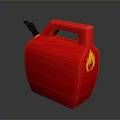 Red Plastic Fuel Can With Black Spout And Yellow Flame Symbol For Daily Use