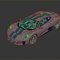 Silver Sports Car With Blue Stripes And Sleek Aerodynamic Modern Design