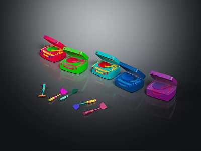 Colorful Modern Headphones and Speakers With Sleek Design And Charging Accessories 3d model