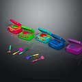 Colorful Modern Headphones and Speakers With Sleek Design And Charging Accessories