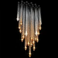 Luxury Crystal Chandelier With Gold Chains And Sparkling Teardrop Pendants
