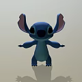 Cute Blue Animated Game Movie Character Stitch With Big Ears Standing