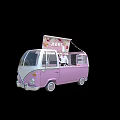 Pink Mobile Commercial Ice Cream Vending Truck With Service Window And Signboard