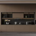 Modern Kitchen Interior With Dark Cabinets Built-in Appliances Open Shelves And Lighting