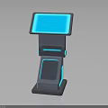 Interactive Self Service Kiosk With Blue Illuminated Screen And Modern Stand Design 3d model