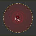 Red Haired Character In Red Robe With Circular Red Patterns And Sun Background Art Design