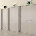 Light Colored Safety Doors With Green Digital Displays In Indoor Commercial Space