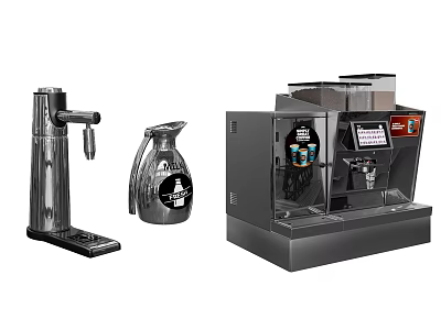 Stainless Steel Coffee Machine Glass Water Kettle And Black Multifunctional Kitchen Appliances 3d model