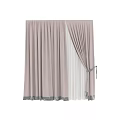 Elegant Light Filtering Soft Fabric Curtains for Modern Interior Window Treatment with Draped Design 3d model