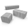 Three Piece Beige Fabric Ottoman Set With Modern Design And Various Shapes