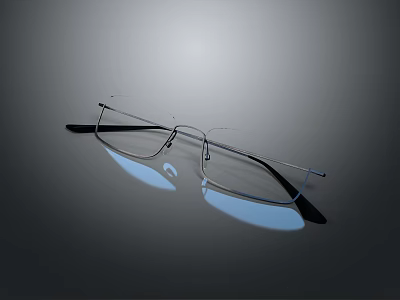 Stylish Rimless Eyeglasses Featuring Metal Frame And Black Temples Modern Design 3d model