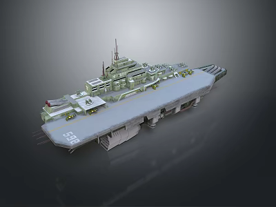 Detailed 3D Model of Aircraft Carrier With Flight Deck and Superstructure 3d model