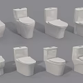 Various White Toilet Models Showcasing Modern Design Styles And Features 3d model