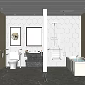 Modern Accessible Public Restroom Interior With Toilet Sink Mirror And Handrails