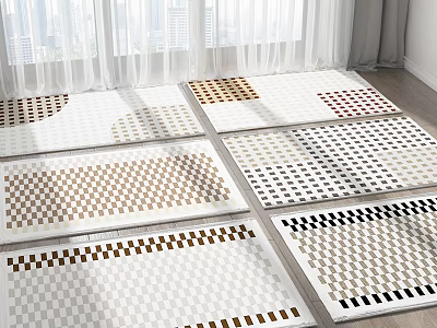Square Rugs With Various Checkerboard Patterns And Color Combinations For Home Decor 3d model