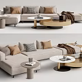 Modern corner sofa multi-person sofa coffee table combination 3d model