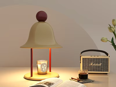 Modern Decorative Ornament Set With Table Lamp Radio Coffee Cup Book And Flowers 3d model