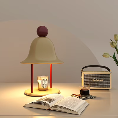 Modern Decorative Ornament Set With Table Lamp Radio Coffee Cup Book And Flowers 3d model