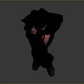 Child In Traditional Black Robe Standing Against Gray Background Full View