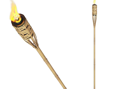 Outdoor Garden Decorative Torch with Flaming Wick and Bamboo Structure Design 3d model