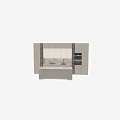 Modern Kitchen Design With Beige Cabinets Marble Backsplash And Island Counter