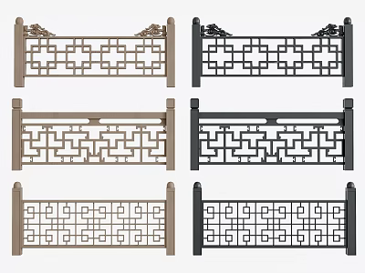 Decorative Fence Designs With Intricate Patterns In Brown And Black Finishes 3d model