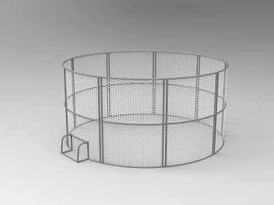 Circular Football Field Fence With Multi Layer Net Structure And Entrance 3d model