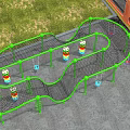 Outdoor Playground Equipment With Green Frame Black Climbing Net And Colorful Columns For Kids