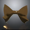 Elegant Shiny Golden Bowtie Decoration With Metallic Finish And Reflective Base