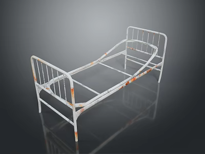 Old Rusted Iron Bed Frame With Vintage Metal Structure And Single Size 3d model