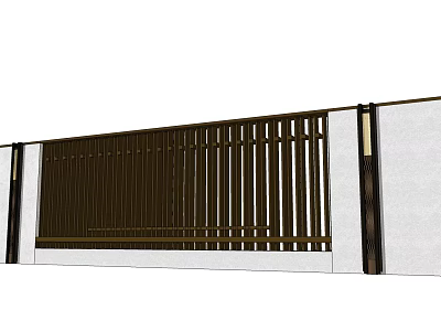 Modern Feature Wall With Wooden Slatted Design And White Side Structures 3d model