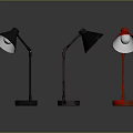 Modern Table Lamps In Black And Red With Metal Base And Adjustable Design