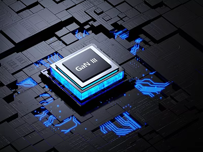 Smart Machine Core Component With GaN III Chip And Blue Light Circuit Board 3d model