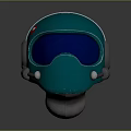 Turquoise Stylish Helmet With Blue Visor And Metallic Earmuffs Design