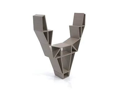 Unique Geometric V Shaped Gray Shelf With Multiple Storage Layers And Modern Design 3d model