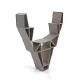 Unique Geometric V Shaped Gray Shelf With Multiple Storage Layers And Modern Design