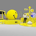 Smiley Face Themed Playground With Interactive Elements People Playing And Yellow Decorations