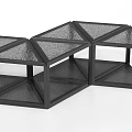 Hexagonal Coffee Table With Black Metal Frame And Transparent Textured Top 3d model