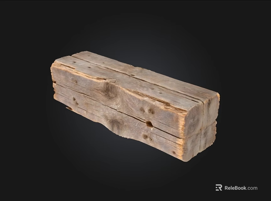 Rustic Handmade Wood Box With Natural Stone And Wood Textures 3d model 