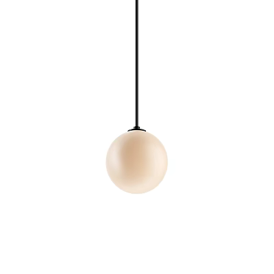 Modern Minimalist Pendant Light With Round Beige Glass Shade And Black Cord 3d model