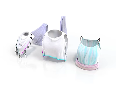 Colorful Vest And Sleeve Designs With White Light Blue Striped And Purple Details 3d model