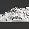 Snowy Mountain Terrain 3D Model With Snow Covered Peaks And Rocky Ridges