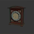Vintage Wooden Mantel Clock with Intricate Carved Decorations and Round Metal Dial for Home Decor