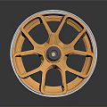 High Quality Automotive Wheel With Gold Spoke Design And Shiny Alloy Finish