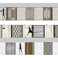 Diverse Entrance Gate Designs Featuring Various Materials And Patterns With Silhouette Figures 3d model