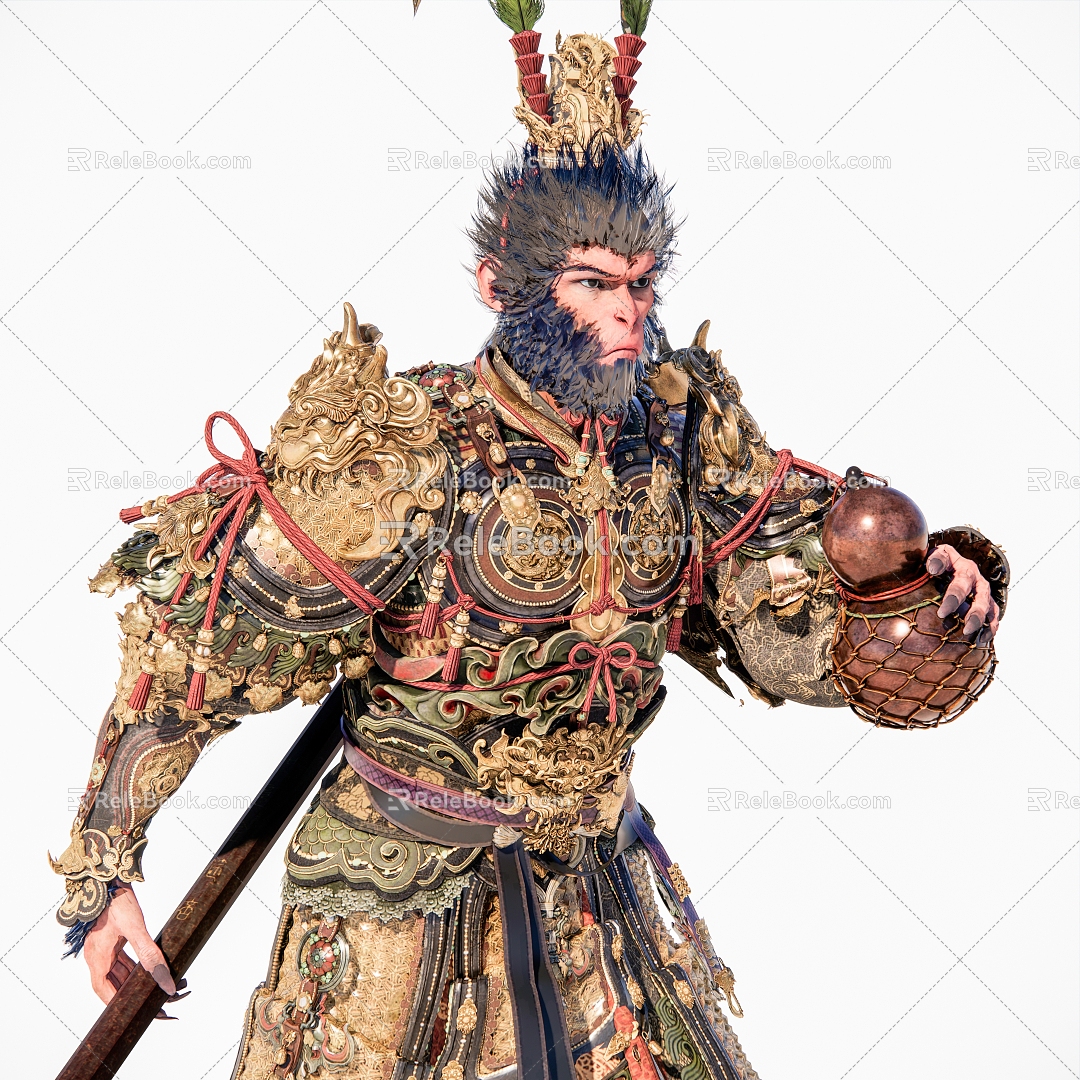 Black Myth Sun Wukong Great Sage Armor Gold-banded Cod Driving Somersault Cloud 3d model