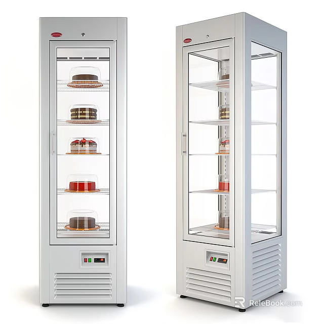 Upright Glass Door Commercial Refrigerated Display Cabinets With Multiple Shelves For Food Items 3d model 