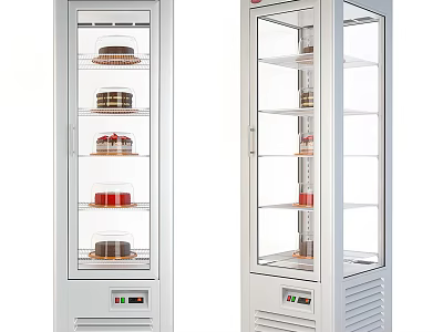 Upright Glass Door Commercial Refrigerated Display Cabinets With Multiple Shelves For Food Items 3d model