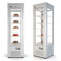 Upright Glass Door Commercial Refrigerated Display Cabinets With Multiple Shelves For Food Items